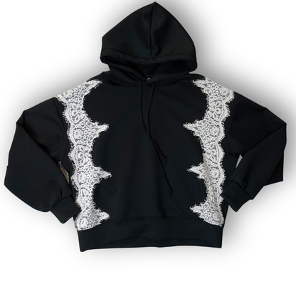 Lace Contrast - Boxy Hoodie
