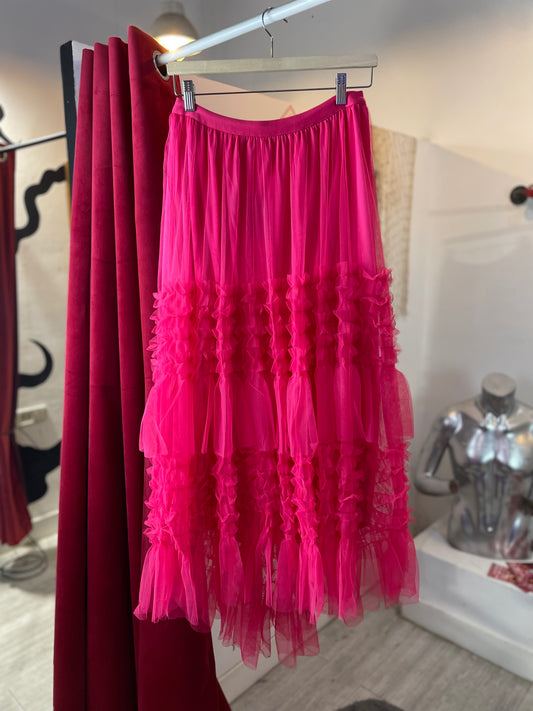 Fairycore Mesh - Layered Maxi Skirt – FUCSIA/ MAGENTA