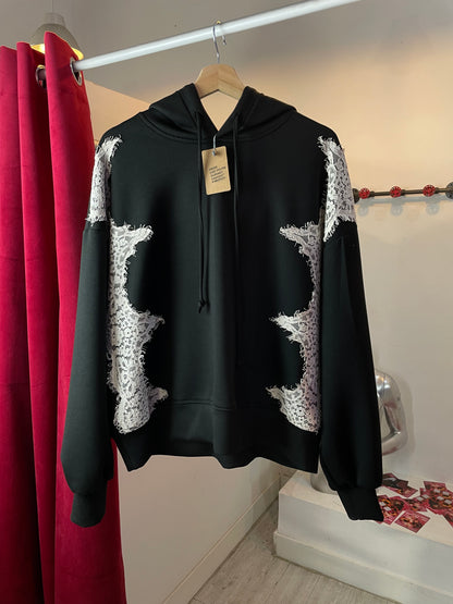 Lace Contrast - Boxy Hoodie